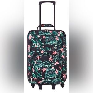 SOFTSIDE CARRY ON LUGGAGE ROLLING SUITCASE APPROVED TROPICAL PRINT JETSTREAM
